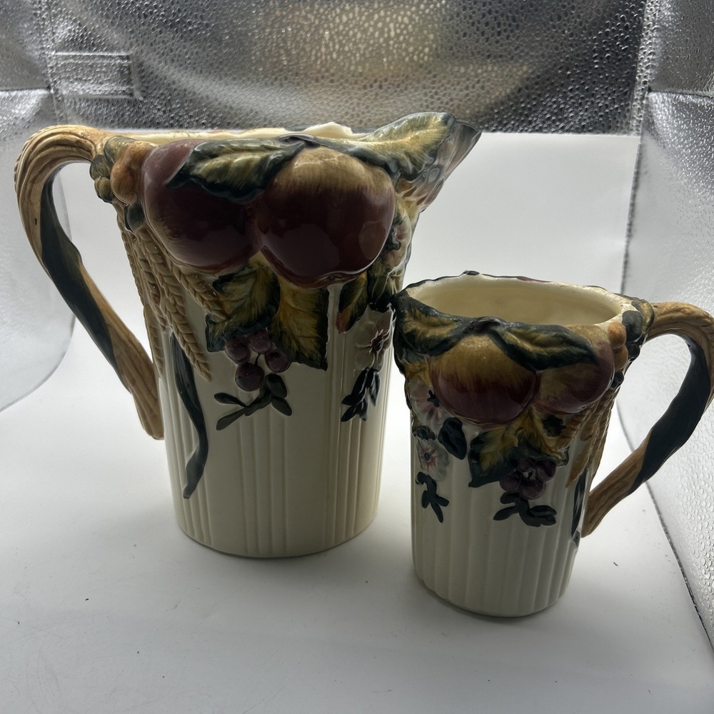 Fall Vintage Bico China Autumn Harvest Ceramic Set - Pitcher & 9 Matching Mugs